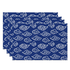 Lofaris White Blue Clouds Repeat Dining Set Of 4 Placemats