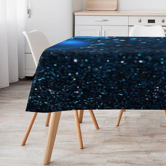 Lofaris White Blue Glitter Ball Bokeh Christmas Tablecloth