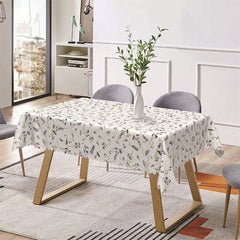 Lofaris White Blue Greenery Patterns Rectangle Tablecloth