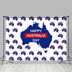 Lofaris White Blue Map Tiles Happy Australia Day Backdrop