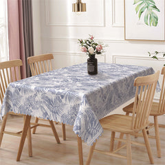 Lofaris White Blue Monstera Patterns Rectangle Tablecloth