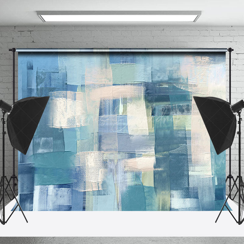 Lofaris White Blue Oil Paint Graffiti Wall Photo Backdrop