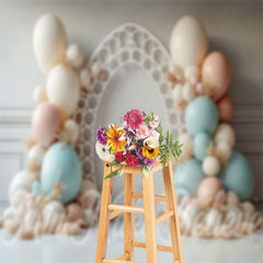 Lofaris White Blue Pink Boho Balloon Backdrop For Cake Smash