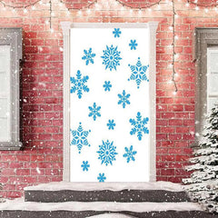 Lofaris White Blue Snowflakes Simple Christmas Door Cover