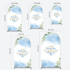 Lofaris White Blue Spring Leaf Sweet Baby Boy Arch Backdrop