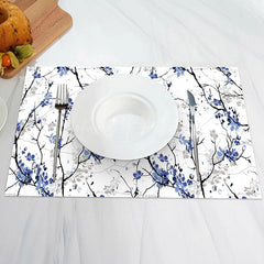 Lofaris White Blue Trunk Floral Vintage Set Of 4 Placemats