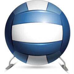 Lofaris White Blue Volleyball Simple Round Birthday Backdrop