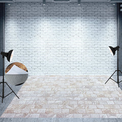 Lofaris White Brick Plaid Light Pattern Floor Mat