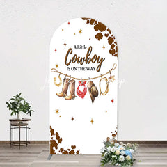 Lofaris White Brown Little Cowboy Baby Shower Arch Backdrop