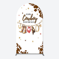 Lofaris White Brown Little Cowboy Baby Shower Arch Backdrop