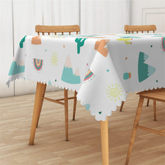 Lofaris White Cactus Mountain Patterns Kitchen Tablecloth