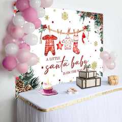 Lofaris White Christmas Santa Baby Gender Reveal Backdrop