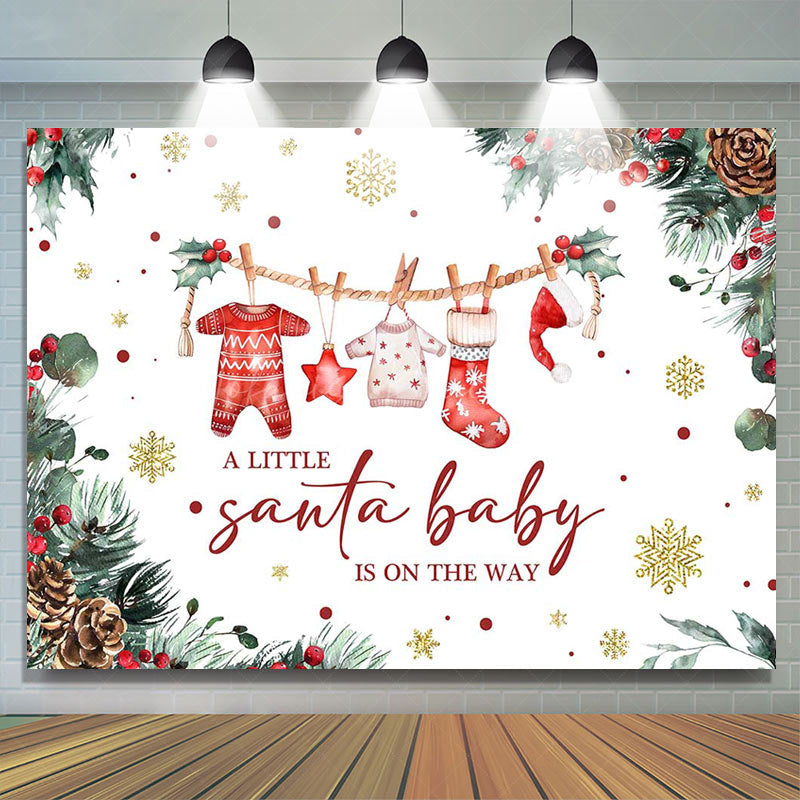 Lofaris White Christmas Santa Baby Gender Reveal Backdrop