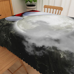 Lofaris White Cloud Moon Christmas Night Tablecloth For Dining