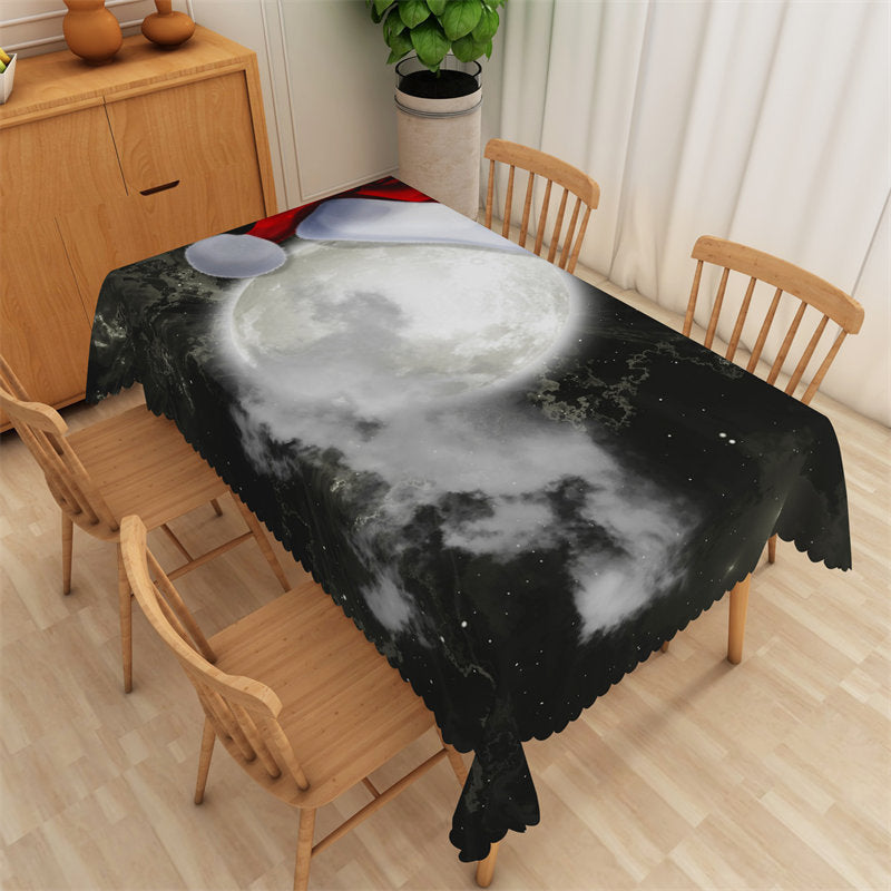 Lofaris White Cloud Moon Christmas Night Tablecloth For Dining