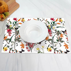 Lofaris White Colorful Floral Leaf Spring Set Of 4 Placemats