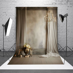 Lofaris White Curtain Floral Candle Holder Wedding Backdrop