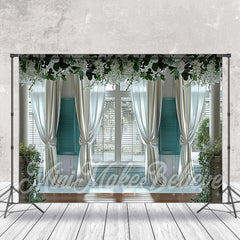 Lofaris White Curtain Spring Floral Door And Window Backdrop