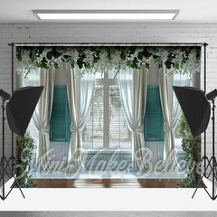 Lofaris White Curtain Spring Floral Door And Window Backdrop