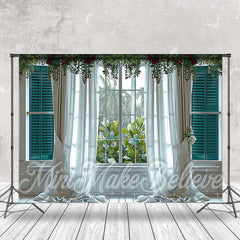 Lofaris White Curtain Trees Floral Door And Window Backdrop