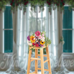 Lofaris White Curtain Trees Floral Door And Window Backdrop