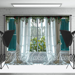 Lofaris White Curtain Trees Floral Door And Window Backdrop