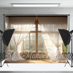 Lofaris White Curtain Window Sunshine Trees Photo Backdrop