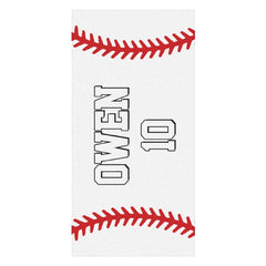 Lofaris White Custom Name Baseball 10th Boy Beach Towel
