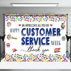 Lofaris White Customer Service Week Appreciation Backdrop