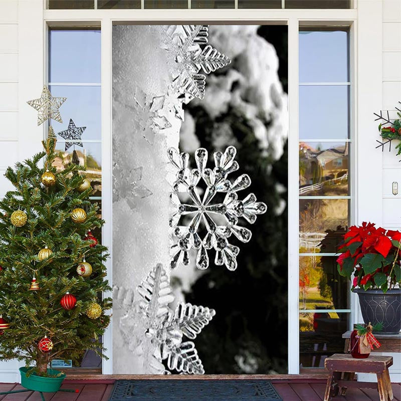 Lofaris White Cute Snowflakes Bokeh Christmas Door Cover