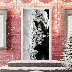 Lofaris White Cute Snowflakes Bokeh Christmas Door Cover