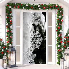 Lofaris White Cute Snowflakes Bokeh Christmas Door Cover