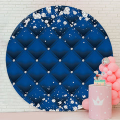 Lofaris White Diamond Blue Texture Birthday Party Round Backdrop