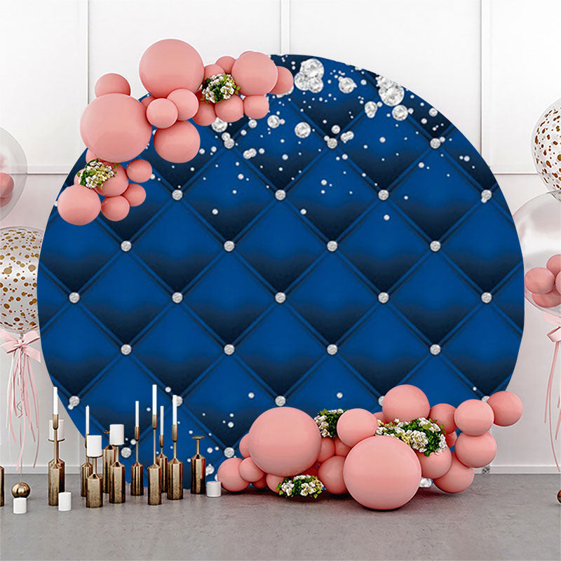 Lofaris White Diamond Blue Texture Birthday Party Round Backdrop