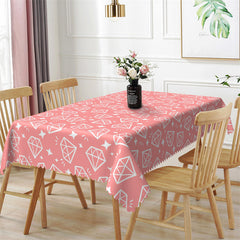 Lofaris White Diamond Line Pattern Pink Rectangle Tablecloth