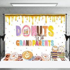 Lofaris White Donuts Cream Happy Grandparents Day Backdrop