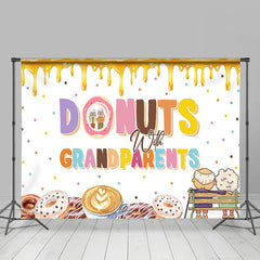 Lofaris White Donuts Cream Happy Grandparents Day Backdrop