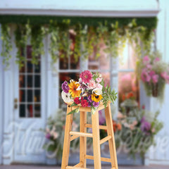 Lofaris White Doors And Windows Spring Flower Store Backdrop