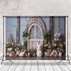 Lofaris White Egg Rabbit Door Easter Backdrop For Photograph