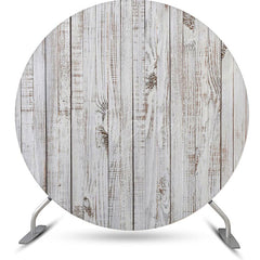 Lofaris White Faded Wood Plank Round Backdrop For Birthday