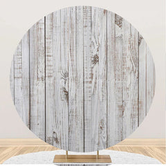 Lofaris White Faded Wood Plank Round Backdrop For Birthday