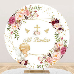 Lofaris White Floral Angel Baby Mi Bautizo Baptism Backdrop