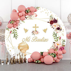 Lofaris White Floral Angel Baby Mi Bautizo Baptism Backdrop