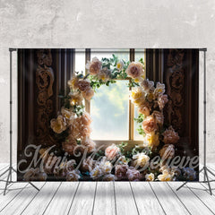 Lofaris White Floral Arch Vintage Window Flower Backdrop