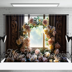 Lofaris White Floral Arch Vintage Window Flower Backdrop