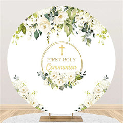 Lofaris White Floral First Holy Communion Baptism Backdrop