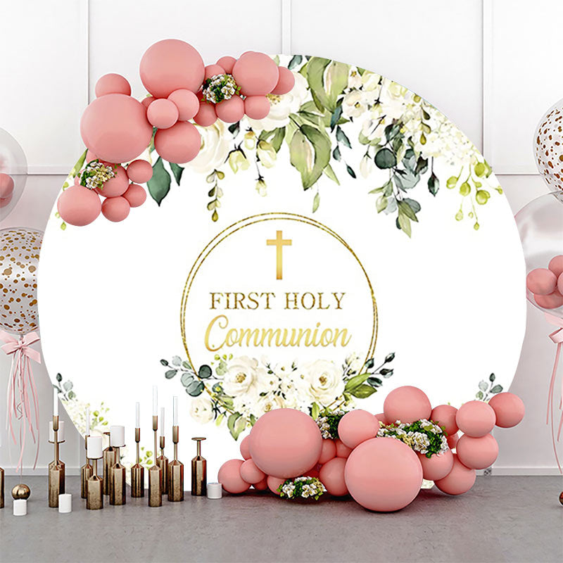 Lofaris White Floral First Holy Communion Baptism Backdrop