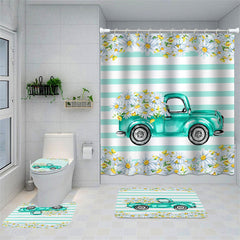 Blue & Green Floral Custom Shower Curtain