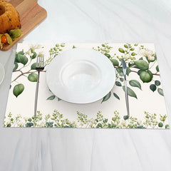 Lofaris White Floral Greenery Vintage Set Of 4 Placemats