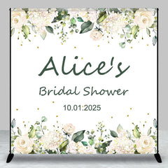 Lofaris White Floral Leaf Custom Name Bridal Shower Backdrop